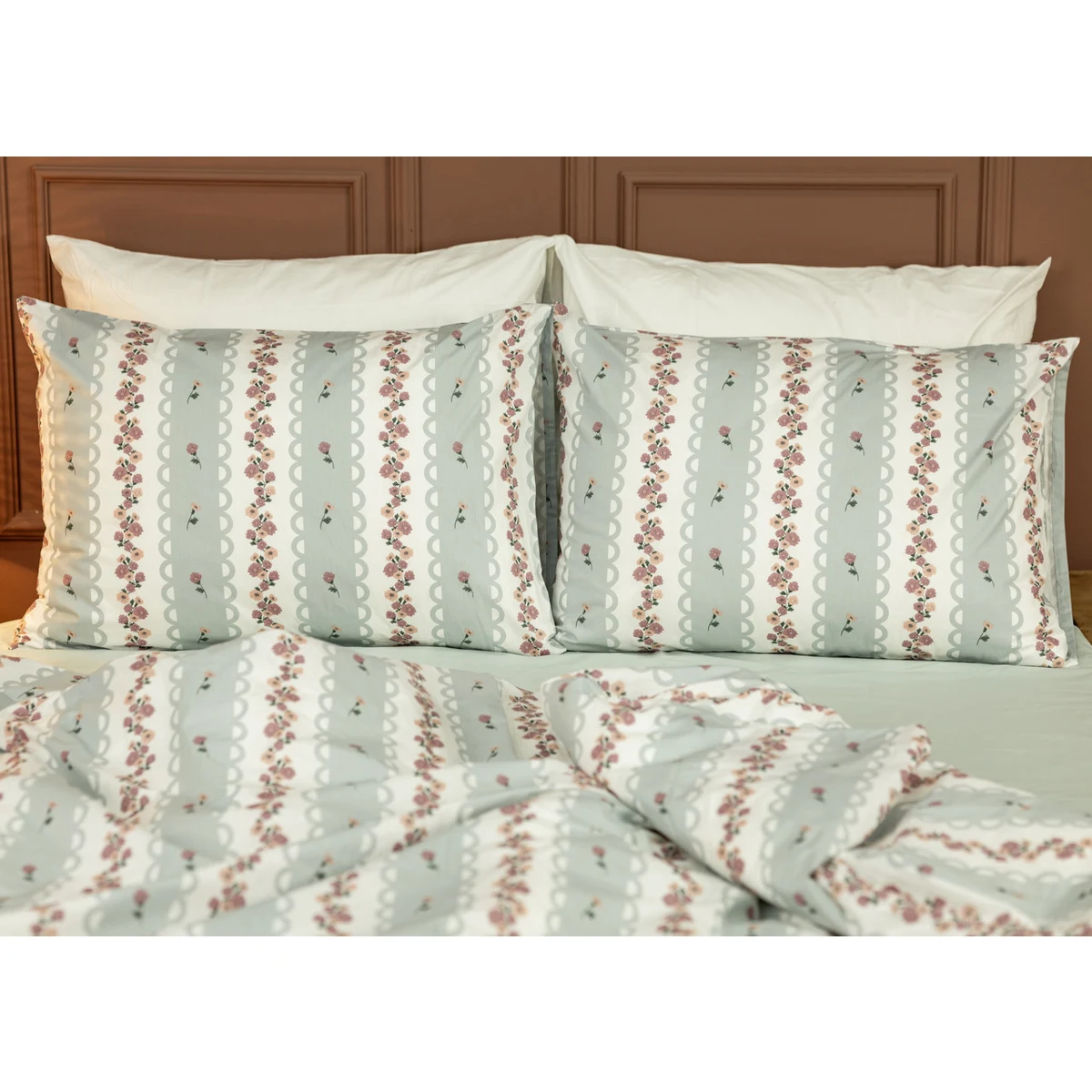 Manamo M&D Flower Line Duvet Cover With Pillow Case Cotton  Single 160x220 cm+50X70 cm