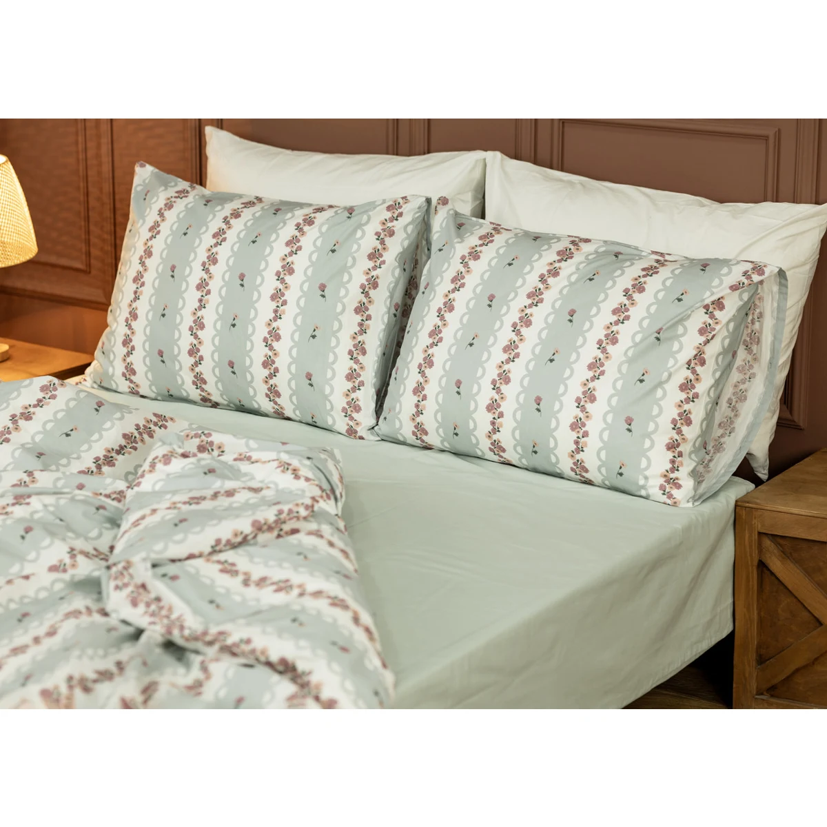 Manamo M&D Flower Line Duvet Cover With Pillow Case Cotton  Single 160x220 cm+50X70 cm