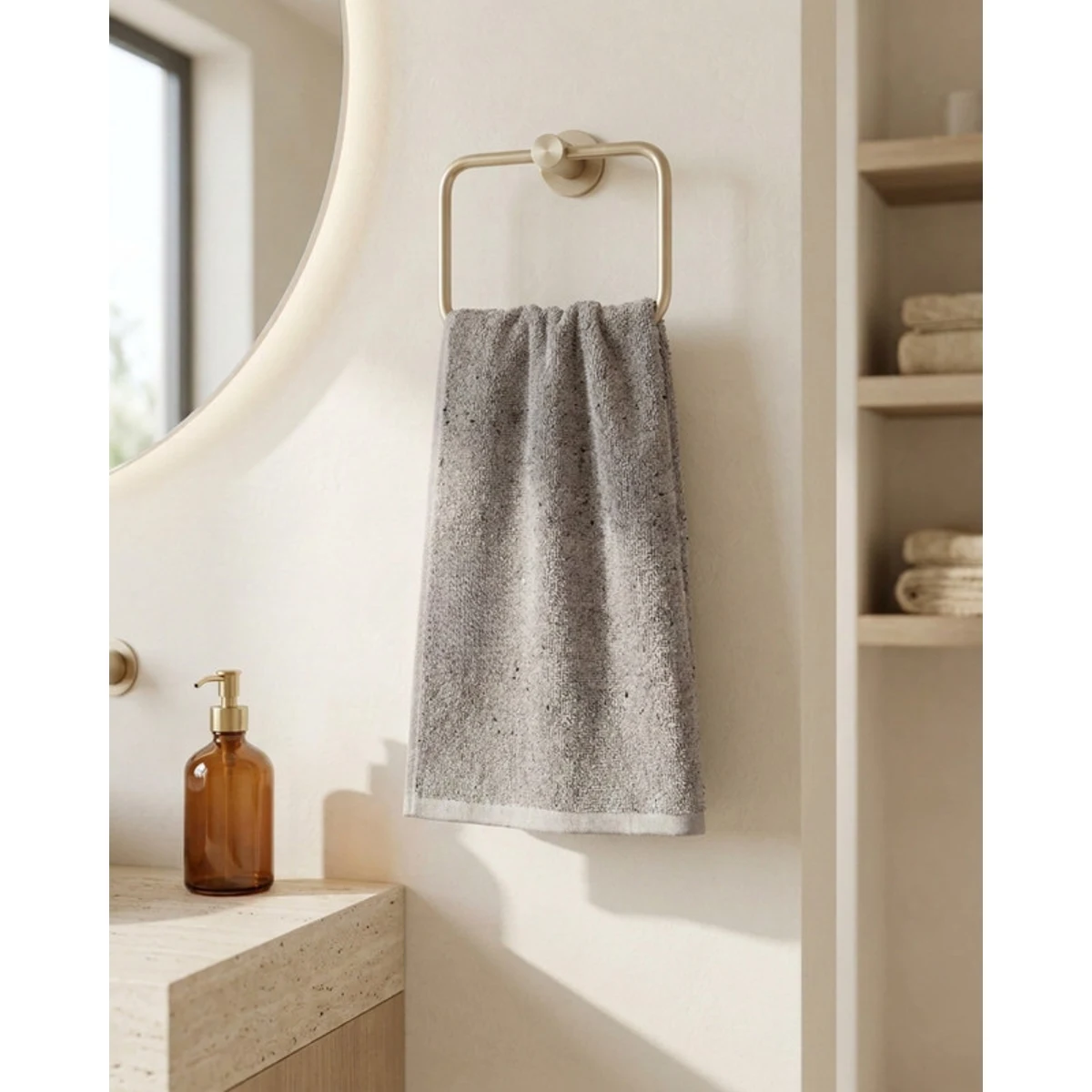Manamo Compass Bath Towel Cotton Grey Line Yarn 70x140 cm