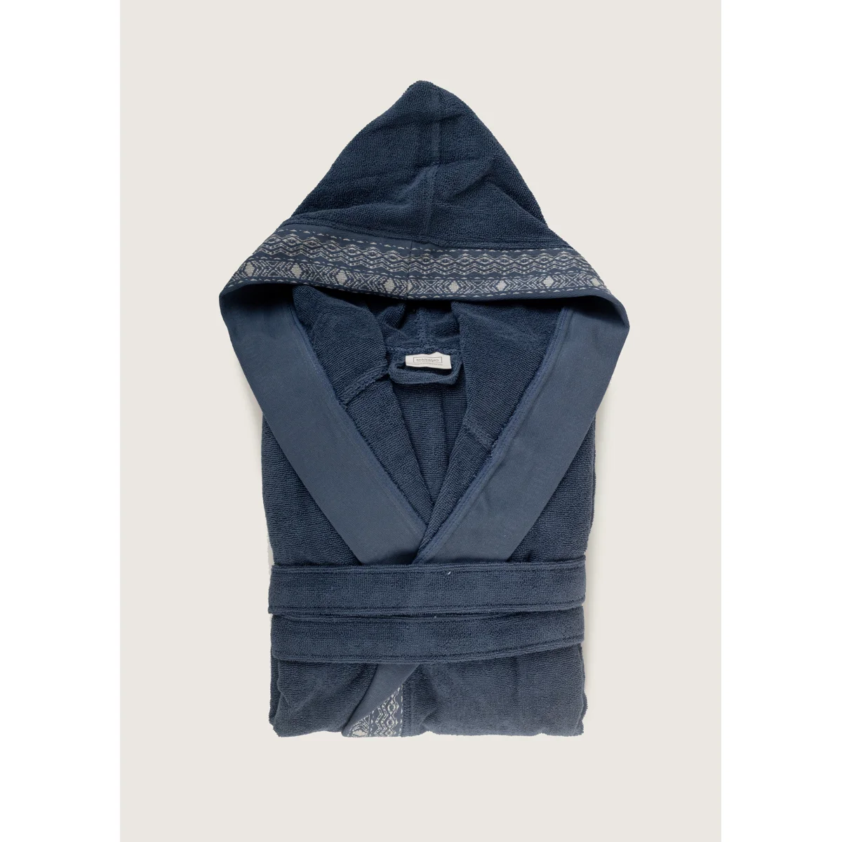Manamo Blen Jacquard Hooded Bathrobe Cotton Indigo S/M
