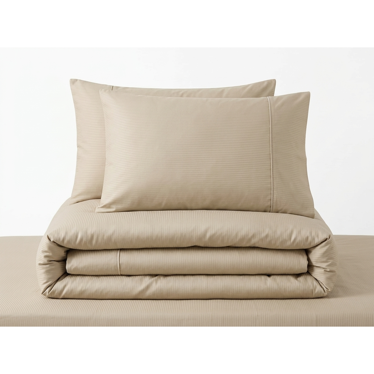 Manamo Luxury Bed Linen Set Stripe Saten Beige  200x220 +240x260+50x70 cm (2 pcs.)