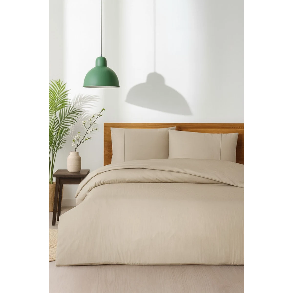 Manamo Luxury Bed Linen Set Stripe Saten Beige  200x220 +240x260+50x70 cm (2 pcs.)