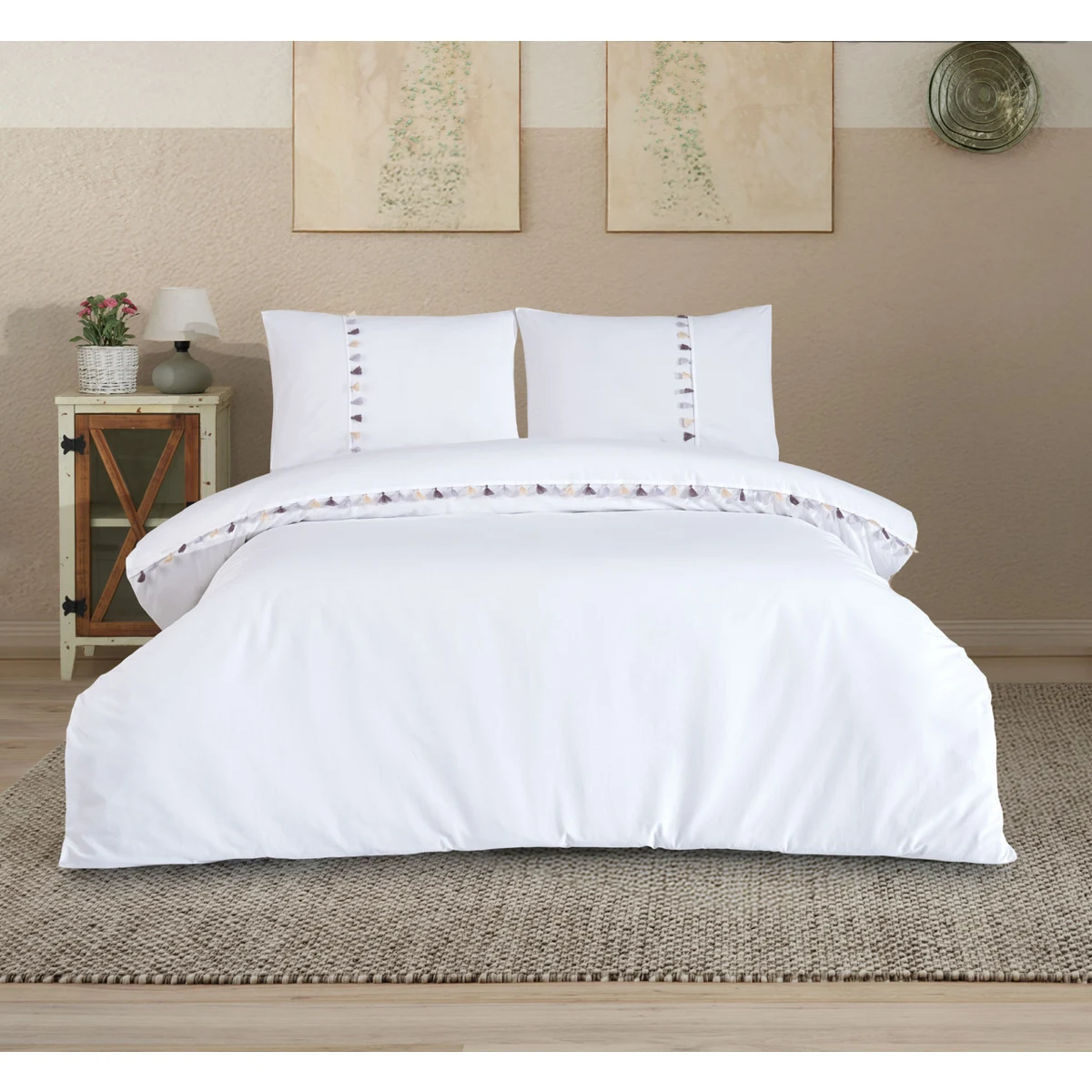 Manamo Efes Duvet Cover With Pillow Case Cotton White  200x220 + 50x70 (2pcs)