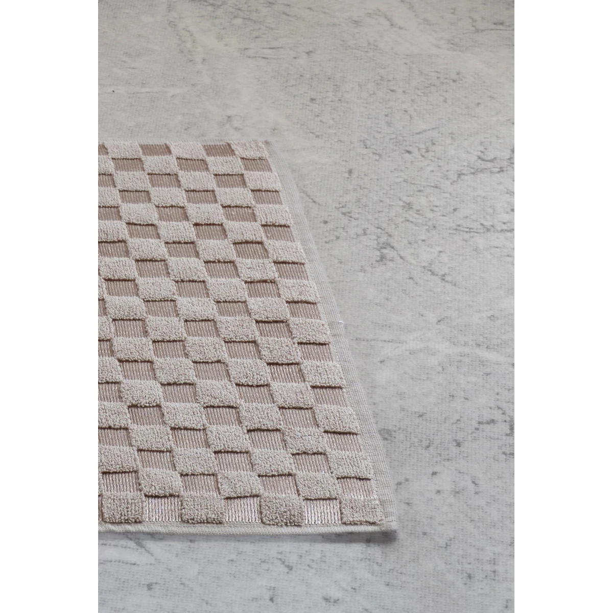 Manamo Checkers Cotton Bathmat Beige 50x70