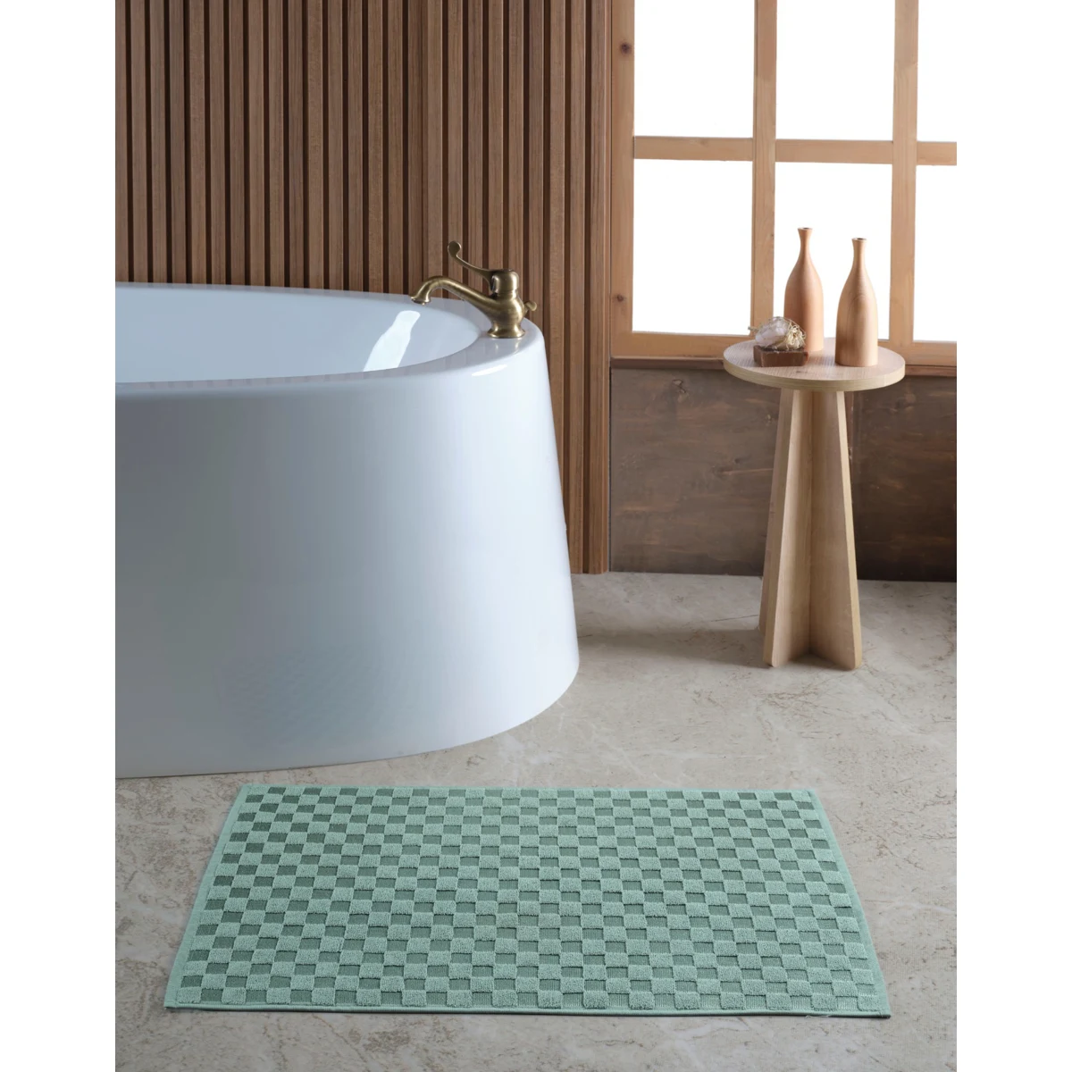 Manamo Checker Cotton Bathmat Cameo 50x80 cm