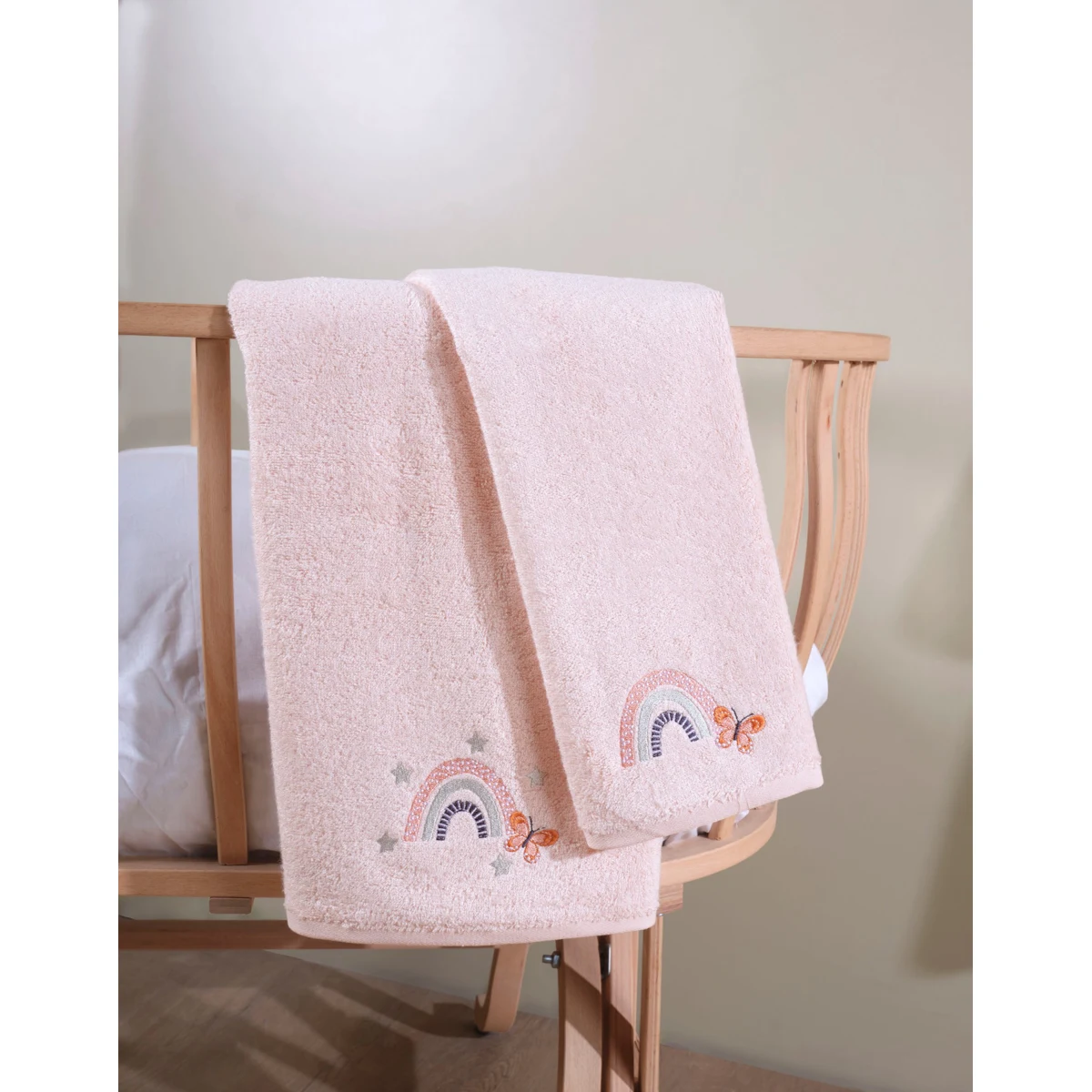 Manamo Baby Bamboo Face Towel Butterfly & Rainbows Silver Peony 50X80 cm