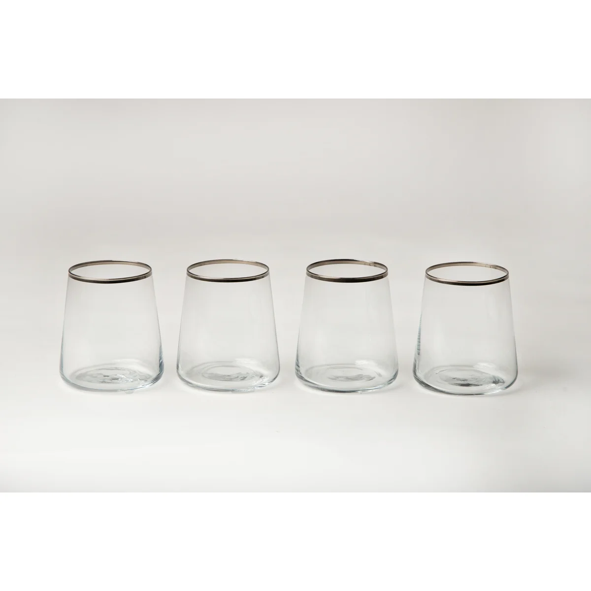 Manamo Avantgarde Water Glass Transparent / Silver Rim 420 cc × H 100 mm × Ø 90 mm