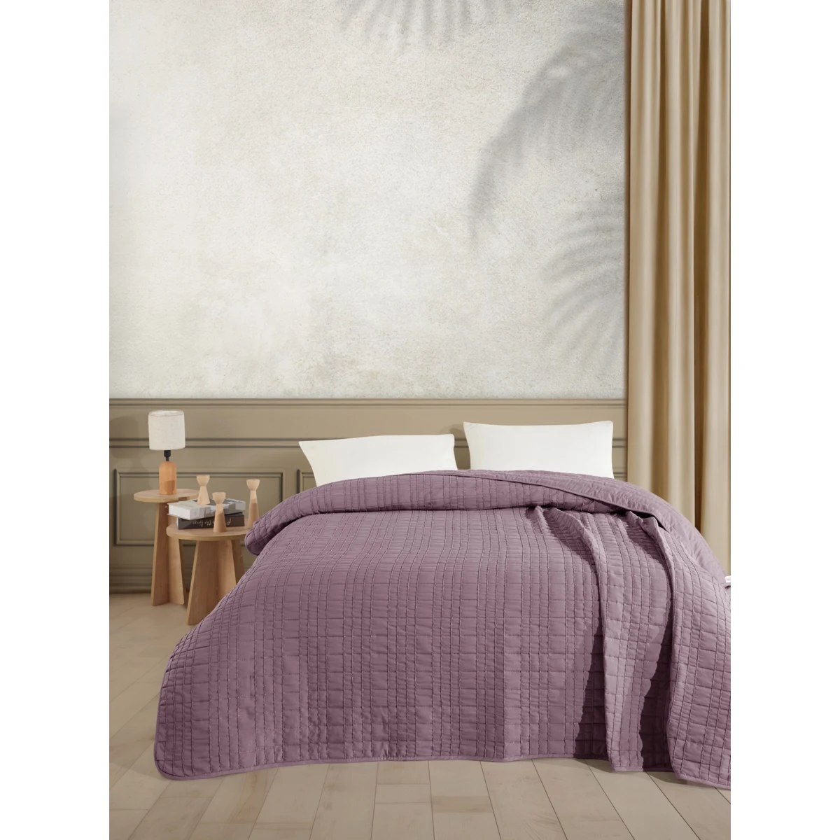 Manamo Lena Bed Spread Microfiber Mauve Single Size 160x 230 cm