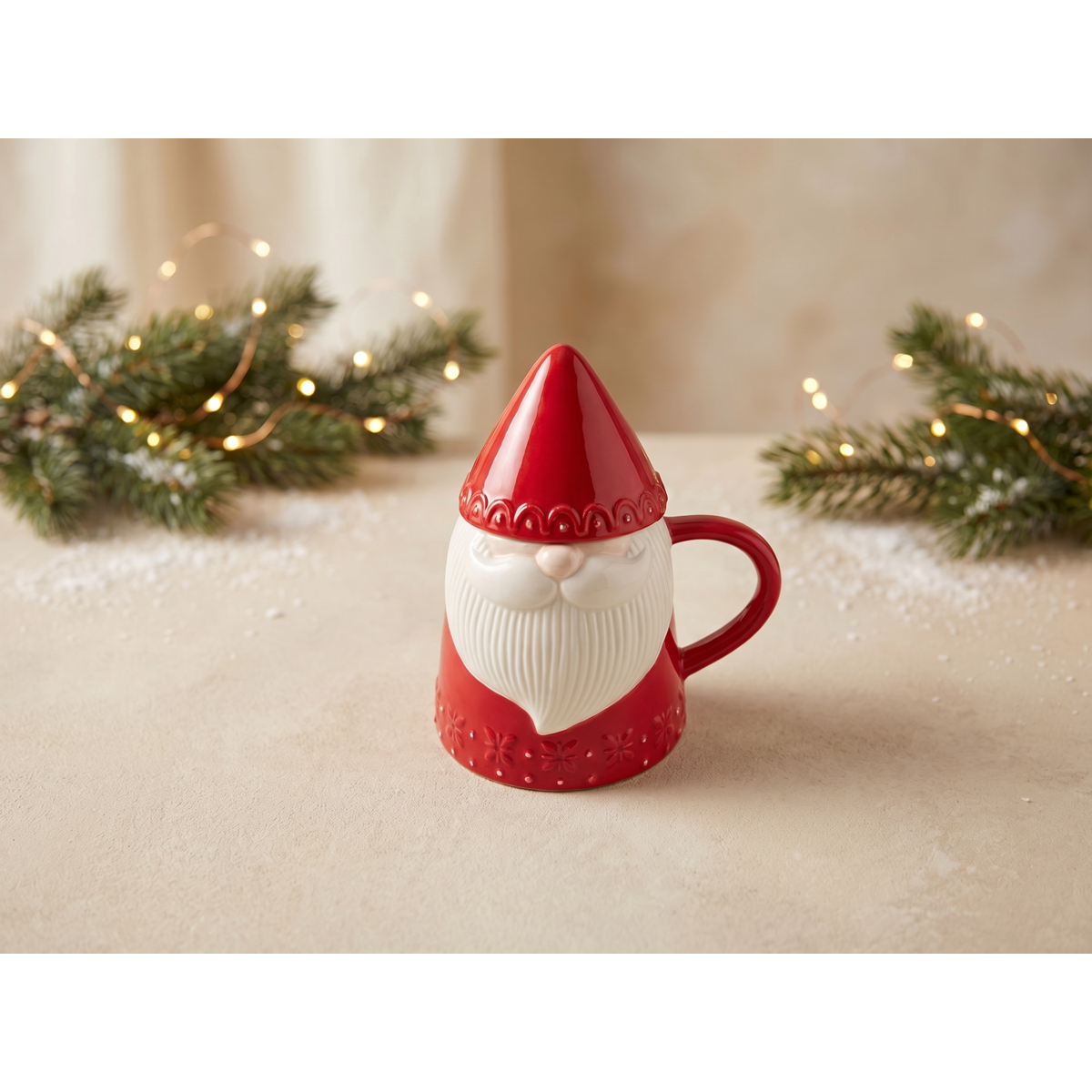 Manamo Gnome  Mug With Lid Ceramic Red/White 14.4x11x15.5 cm