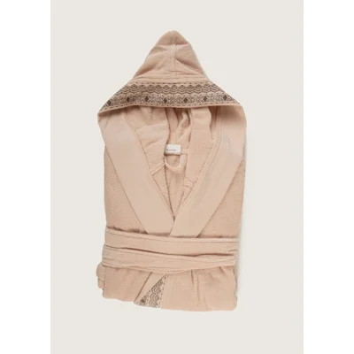 Manamo Blen Jacquard Hooded Bathrobe Cotton Blush S/M