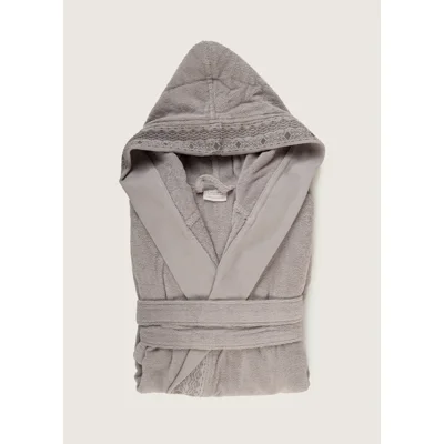 Manamo Blen Jacquard Hooded Bathrobe Cotton Grey S/M