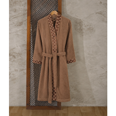 Manamo Checker  Bathrobe Microcotton Mocha S/M
