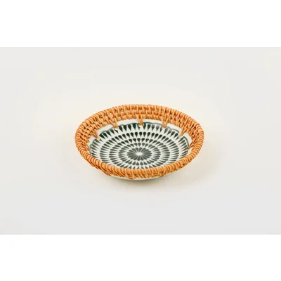 Manamo Brenna Plate Ceramic / Rattan Blue/White 15R