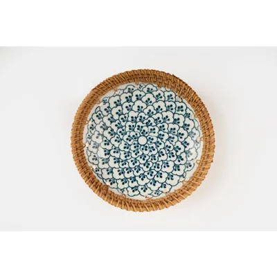 Manamo Anya Plate Ceramic / Rattan Blue/White 15R