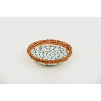 Manamo Dasia Plate Ceramic / Rattan Blue/White 20R