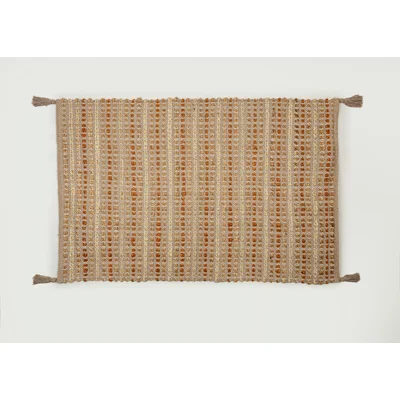Manamo Bead Jute  Rug Handwoven Tasseled Terracotta 80x130 cm