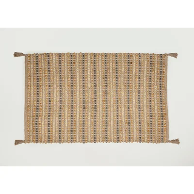 Manamo Bead Jute  Rug Handwoven Tasseled Grey 80x130 cm