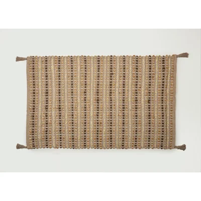 Manamo Bead Jute  Rug Handwoven Tasseled Brown 80x130 cm