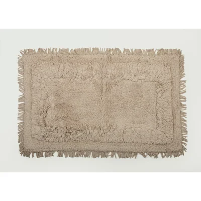 Manamo Lunel  Bath Mat Cotton Handwoven Fringed Mocha 50x80 cm