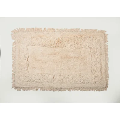 Manamo Lunel  Bath Mat Cotton Handwoven Fringed Powder 50x80 cm