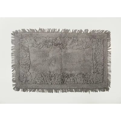 Manamo Lunel  Bath Mat Cotton Handwoven Fringed Grey 50x80 cm
