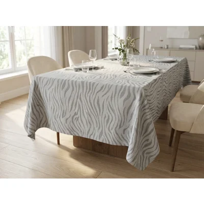 Manamo Zebra Table Cloth Polyester Mink Jacquared 140x140 cm