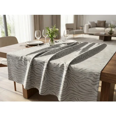 Manamo Zebra Table Cloth Polyester Grey Jacquared 140x250 cm