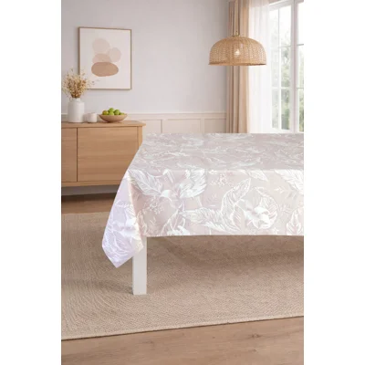 Manamo Flower  Table Cloth Polyester Cream Digital Printed 140x320 cm