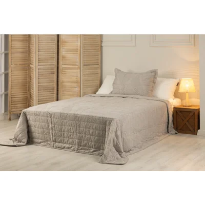 Manamo Diagonal Faux  Bed Cover Set Polyester Grey 180X240+50X70 CM