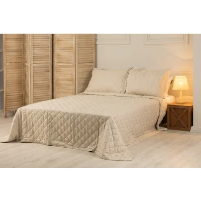 Manamo Paisley  Bed Cover Set Polyester Beige 240X250+50X70 CM(2)