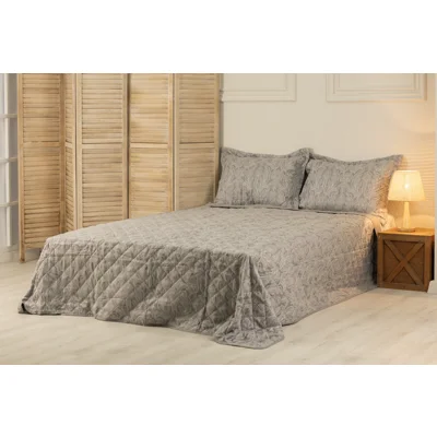 Manamo Paisley  Bed Cover Set Polyester Grey 240X250+50X70 CM(2)