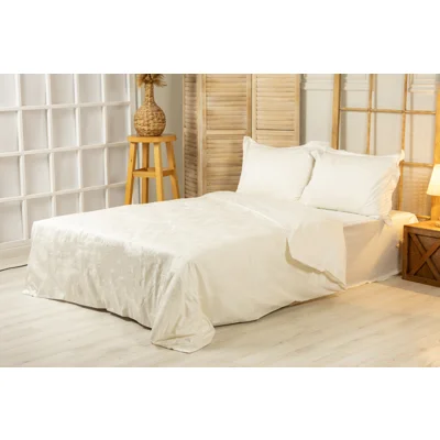 Manamo Manley Jacquard Bed Linen Set Saten Ecru 200x220 cm+240x260 cm+50x70 cm(2)