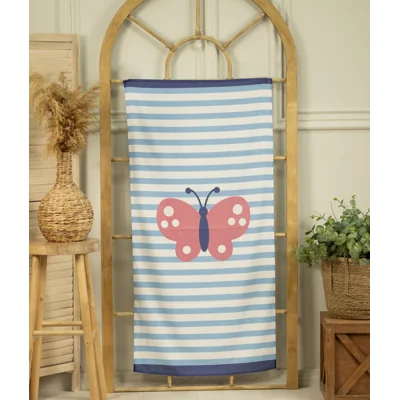 Manamo Navy Blue Digital Printed Bath Towel Cotton Towel 70x140 cm