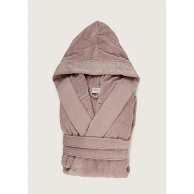Manamo Blen Jacquard Hooded Bathrobe Cotton Violet 2XL/3XL