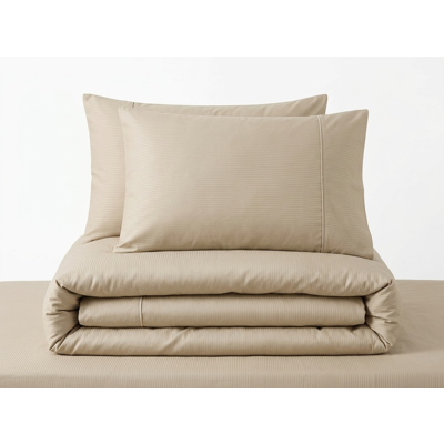 Manamo Luxury Bed Linen Set Stripe Saten Beige  200x220 +240x260+50x70 cm (2 pcs.)