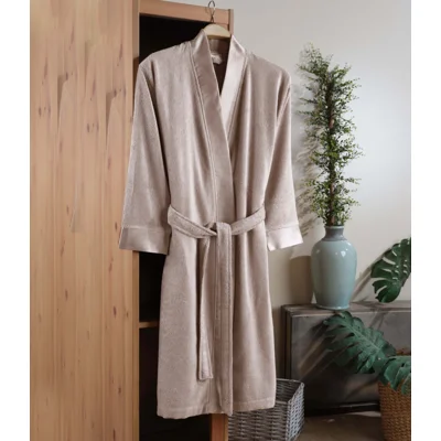 PURE BAMBOO KIMONO  BATHROBE  BEIGE  S/M