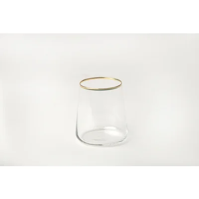 Manamo Avantgarde Water Glass Transparent / Gold Rim 420 cc × H 100 mm × Ø 90 mm