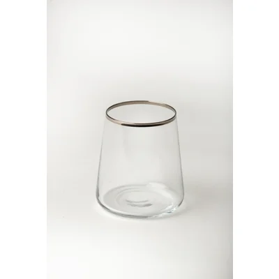 Manamo Avantgarde Water Glass Transparent / Silver Rim 420 cc × H 100 mm × Ø 90 mm