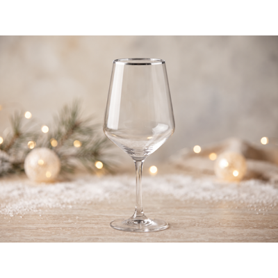 Manamo Avantgarde Wine Glass Transparent / Silver Rim 490 cc × H 220 mm × Ø 64 mm