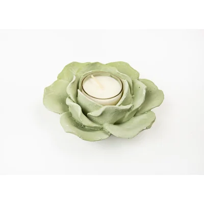 Manamo Gardenia  Scented Stone Candle Holder Green