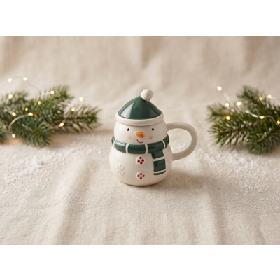 Manamo Holly  Mug With Lid Ceramic Cameo Green/White 14.1x10.7x13.8 cm
