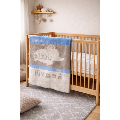 Manamo  Baby Zoo  ჩვილის პლედი ბამბა აკრილის კრემისფერი  100x120 სმ